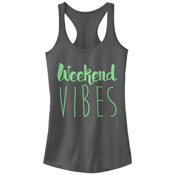 Junior's CHIN UP Weekend Vibes  Racerback Tank Top Charcoal 2X Large