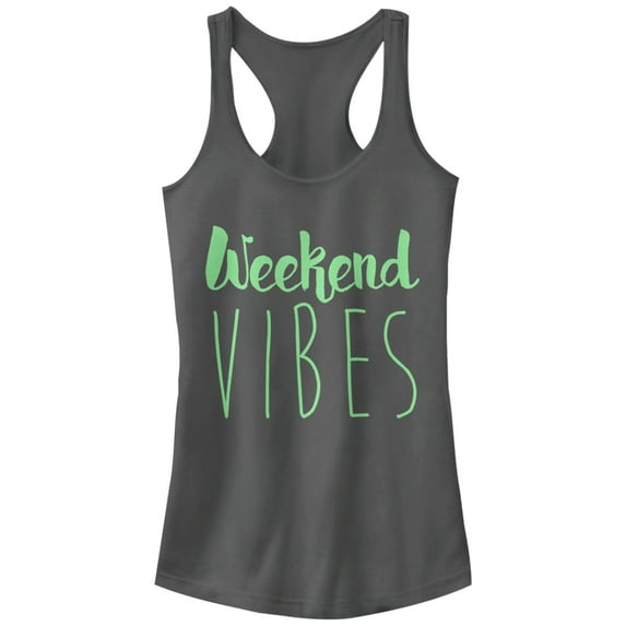 Junior's CHIN UP Weekend Vibes Racerback Tank Top Charcoal Small