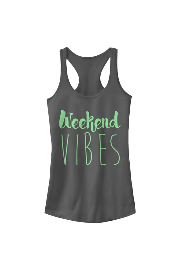 Junior's CHIN UP Weekend Vibes Racerback Tank Top Charcoal X Large