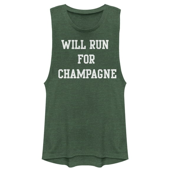 Junior's CHIN UP Will Run For Champagne Festival Muscle Graphic Tee Pine Green Heather X Small
