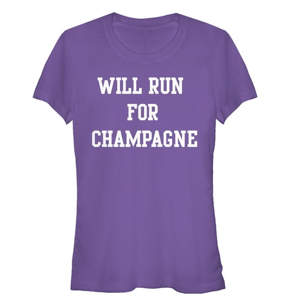 Junior's CHIN UP Will Run For Champagne  Graphic Tee Purple X Large