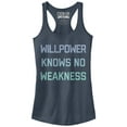 thumbnail image 1 of Junior's CHIN UP Willpower Knows No Weakness  Racerback Tank Top Indigo Medium, 1 of 3