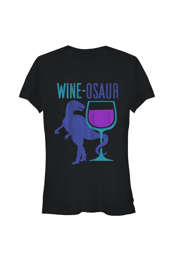 Junior's CHIN UP Wine Dinosaur Graphic Tee Black Large