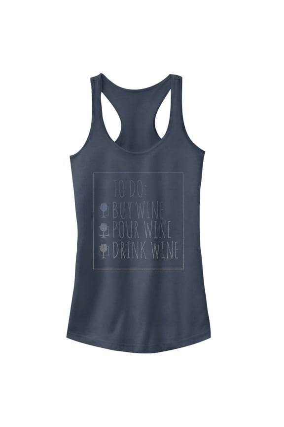 Junior's CHIN UP Wine To Do List  Racerback Tank Top Indigo X Large