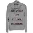 thumbnail image 1 of Junior's CHIN UP Wing It  Cowl Neck Sweatshirt Gray Heather X Large, 1 of 3