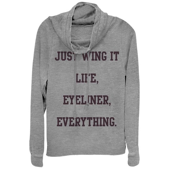 Junior's CHIN UP Wing It  Cowl Neck Sweatshirt Gray Heather X Large