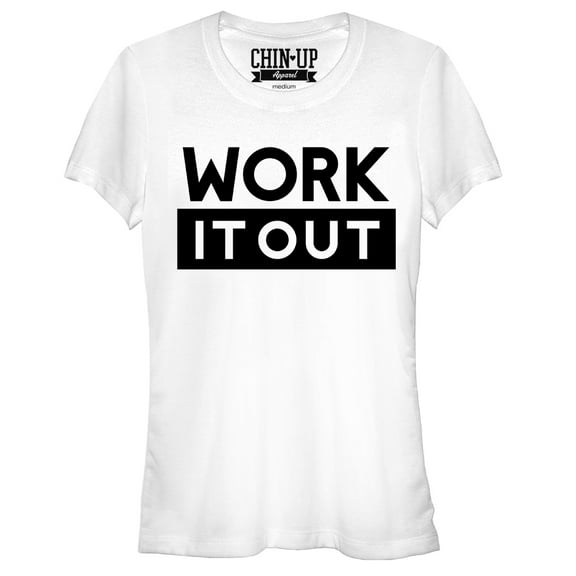 Junior's CHIN UP Work It  Graphic Tee White Large