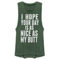 thumbnail image 1 of Junior's CHIN UP Your Day is as Nice as My Butt  Festival Muscle Graphic Tee Pine Green Heather Large, 1 of 3
