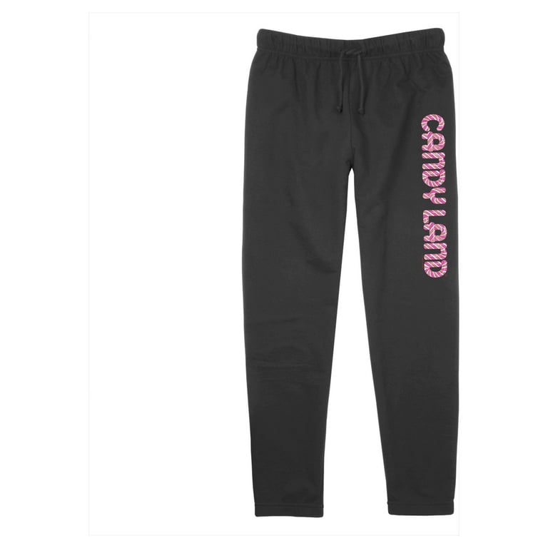 Junior s Candy Land Candy Cane Logo Jogger Sweatpants Black Small Walmart