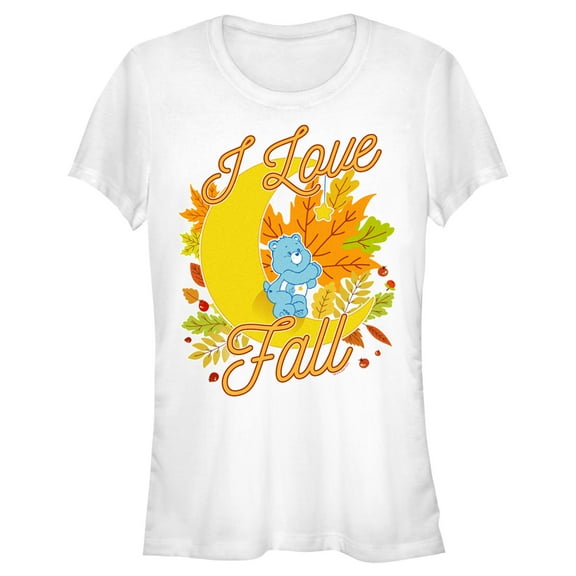 Junior's Care Bears Bedtime Bear I Love Fall Graphic Tee White Small