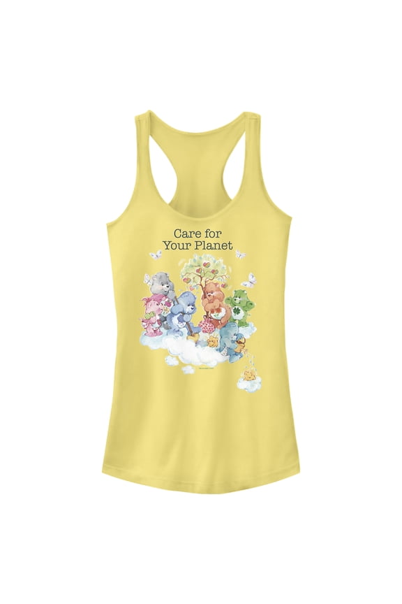 Junior's Care Bears Care for Your Planet Racerback Tank Top Banana Medium