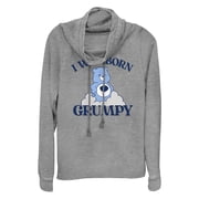 Juniors Care Bears I Was Born Grumpy Cowl Neck Sweatshirt