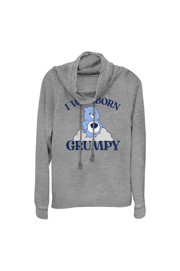 Junior's Care Bears I Was Born Grumpy Cowl Neck Sweatshirt