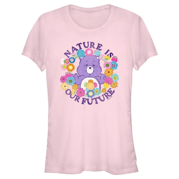 Junior's Care Bears Nature Is Our Future Harmony Bear  Graphic Tee Light Pink Small
