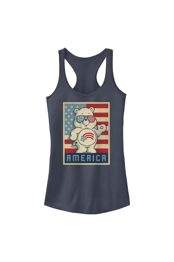 Junior's Care Bears Retro America Cares Bear Racerback Tank Top