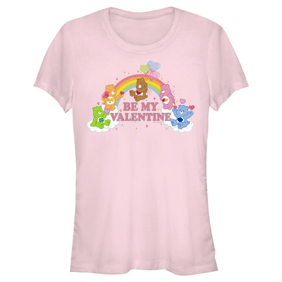 Junior's Care Bears Valentine's Day Be My Valentine Rainbow Graphic Tee Light Pink 2X Large
