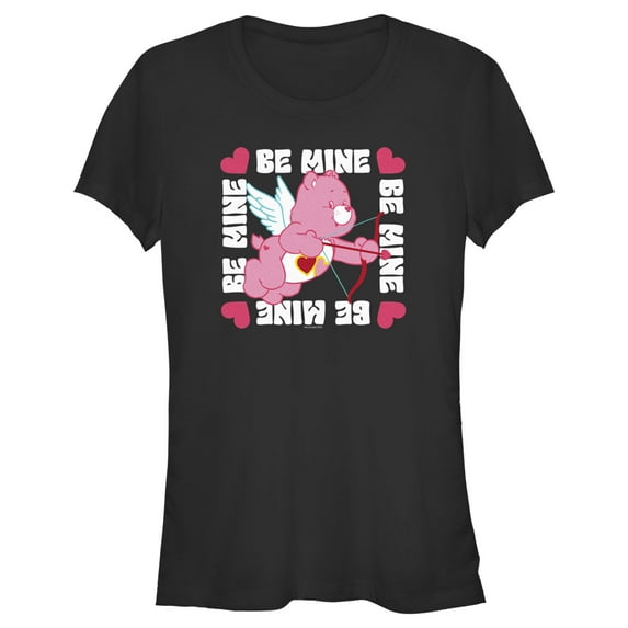 Junior's Care Bears Valentine's Day Love-a-Lot Bear Be Mine Graphic Tee Black 2X Large