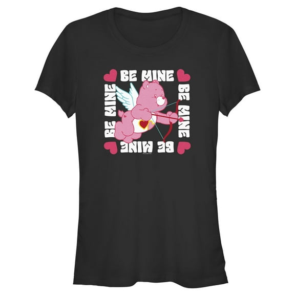 Junior's Care Bears Valentine's Day Love-a-Lot Bear Be Mine Graphic Tee Black Small