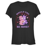 Junior's Care Bears Valentine's Day Love-a-Lot Bear and Share Bear Would You Be Mine Graphic Tee Black Small