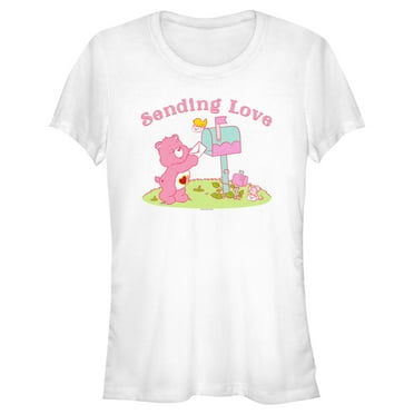 Junior's Care Bears Valentine’s Day Sending Love  Graphic Tee White Small
