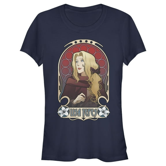 Junior's Castlevania Lisa Tepes Portrait  Graphic Tee Navy Blue 2X Large