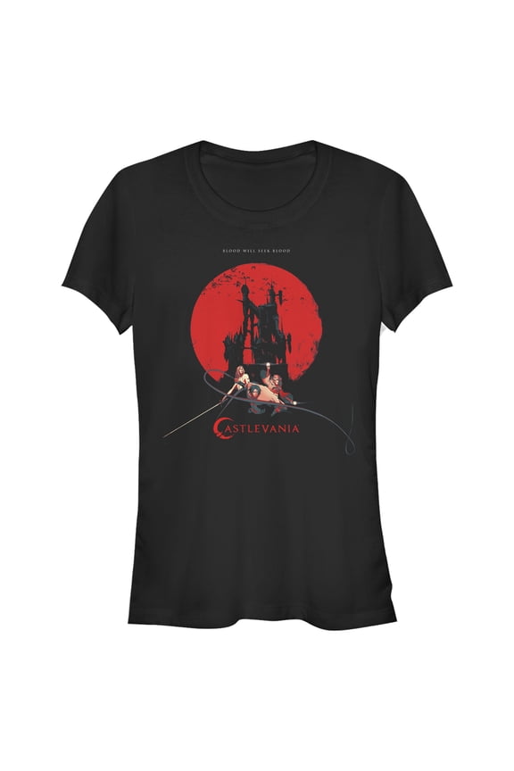 Junior's Castlevania Seek Blood Poster  Graphic Tee Black Large