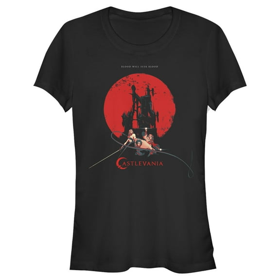 Junior's Castlevania Seek Blood Poster Graphic Tee Black Medium