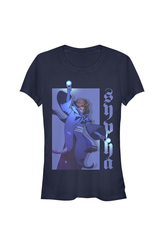 Junior's Castlevania Sypha Belnades Portrait Graphic Tee Navy Blue Medium