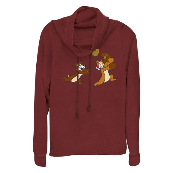 Junior's Chip 'n Dale Acorn Chipmunk Friends Cowl Neck Sweatshirt