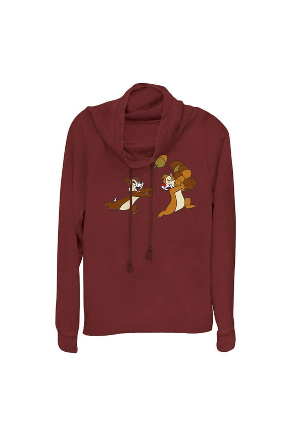 Junior's Chip 'n Dale Acorn Chipmunk Friends Cowl Neck Sweatshirt