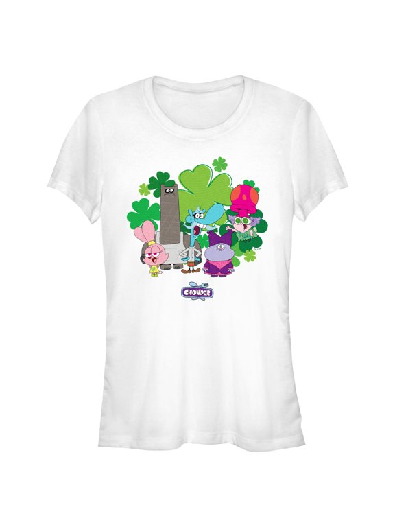 Junior's Chowder Main Characters Clovers Graphic Tee White Small