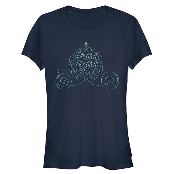 Junior's Cinderella Bibbidi Bobbidi Boo Graphic Tee Navy Blue Large