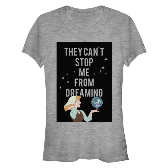Junior's Cinderella Can't Stop Dreaming Graphic Tee Athletic Heather 2X Large