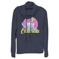 thumbnail image 1 of Junior's Cinderella Distressed Logo Cowl Neck Sweatshirt Navy Blue Medium, 1 of 4