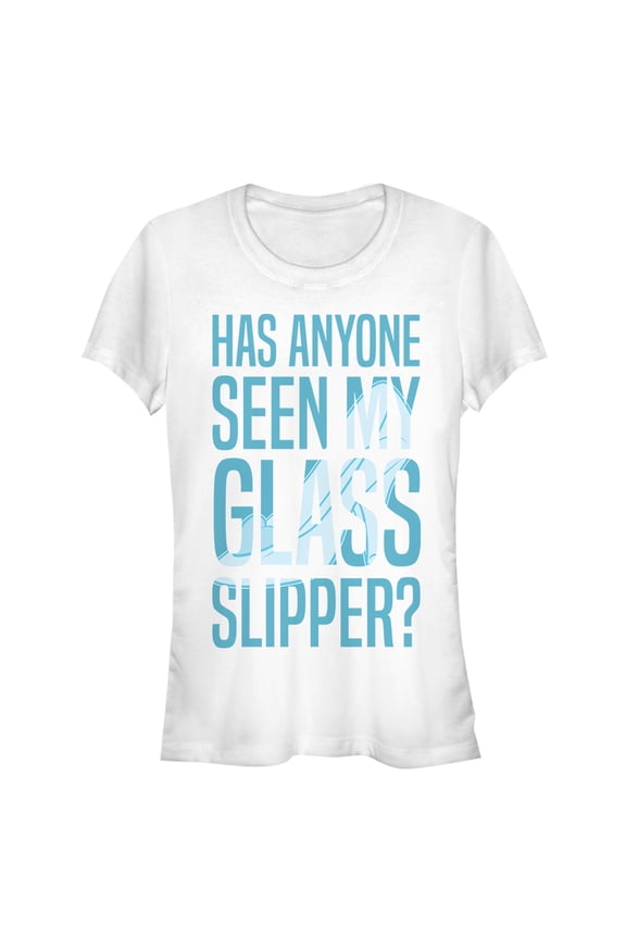 Junior's Cinderella Glass Slipper Graphic Tee White Medium