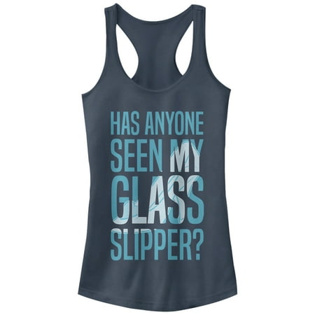 Junior's Cinderella Glass Slipper Racerback Tank Top Indigo 2X Large