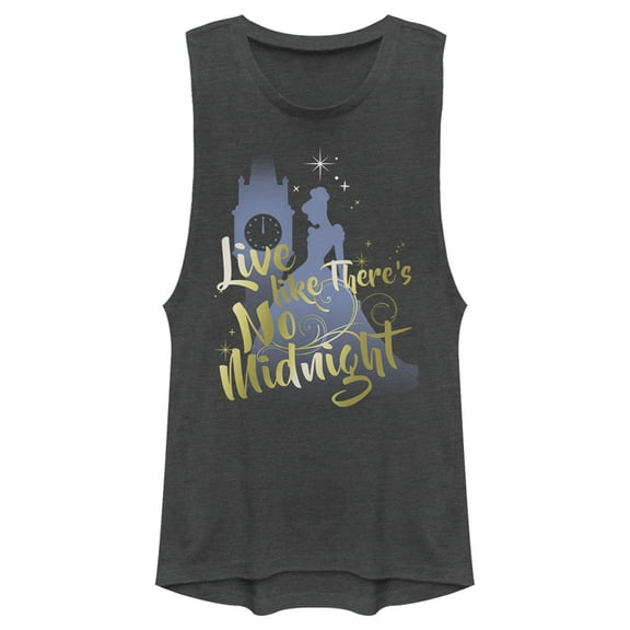 Junior's Cinderella Live Like No Midnight  Festival Muscle Graphic Tee Charcoal Small