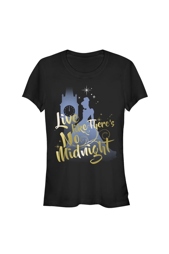 Junior's Cinderella Live Like No Midnight Graphic Tee Black X Large