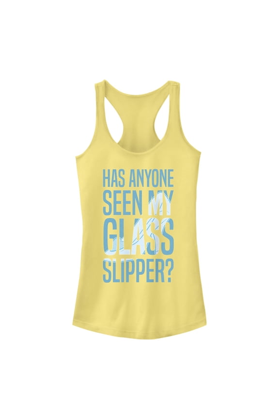 Junior's Cinderella Missing Slipper Quote Racerback Tank Top
