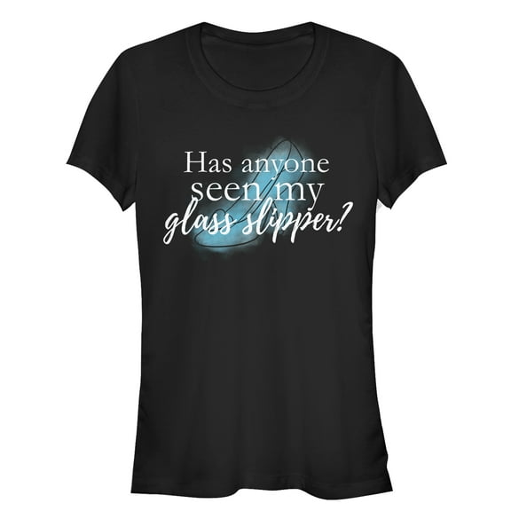 Junior's Cinderella My Glass Slipper  Graphic Tee Black 2X Large