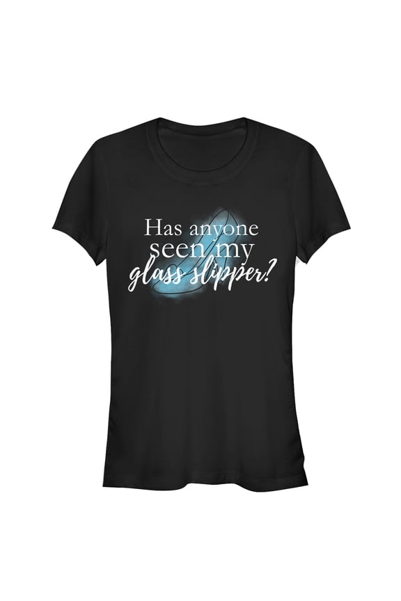 Junior's Cinderella My Glass Slipper Graphic Tee Black Small