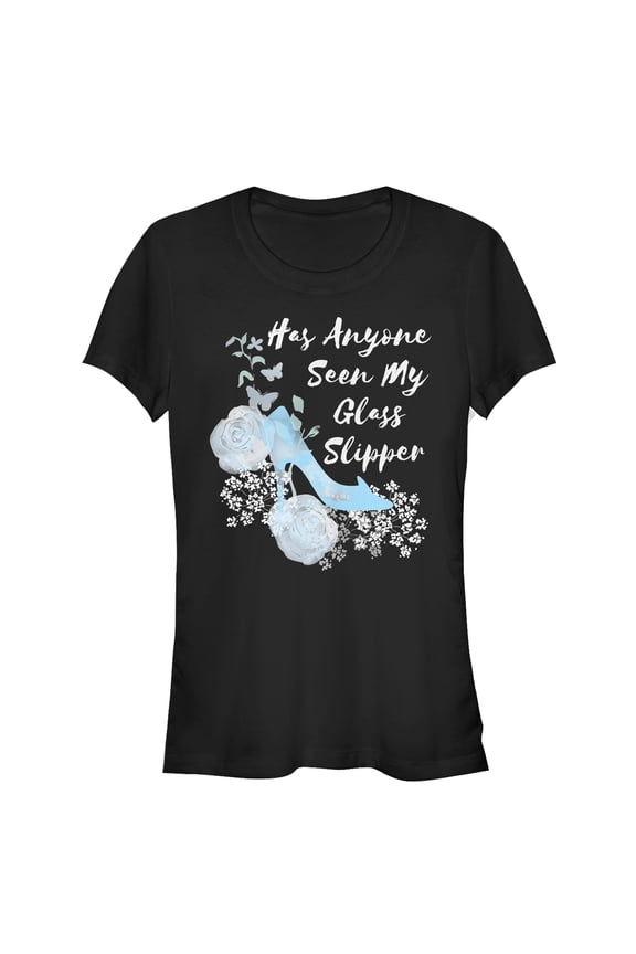 Junior's Cinderella Seen My Glass Slipper Graphic Tee Black Medium