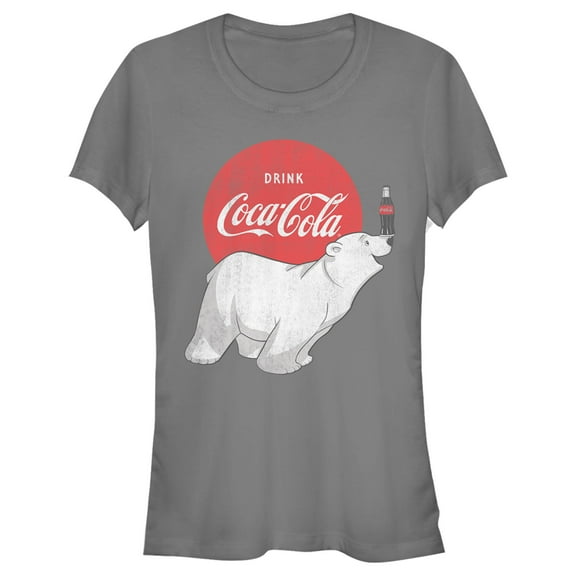 Junior's Coca Cola Polar Bear  Graphic Tee Charcoal Small