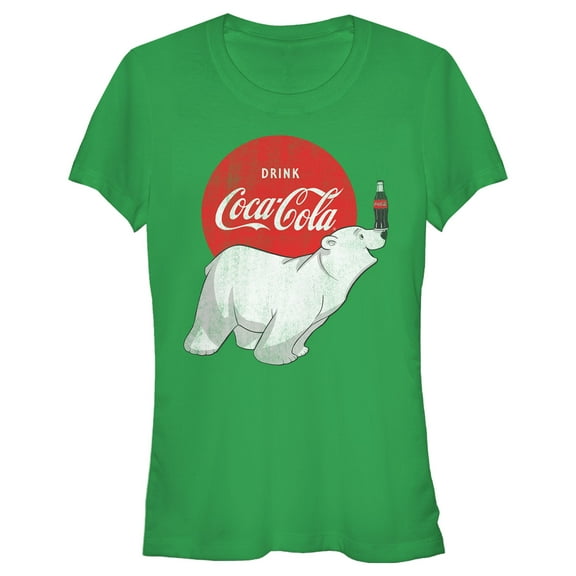 Junior's Coca Cola Polar Bear  Graphic Tee Kelly Green Small