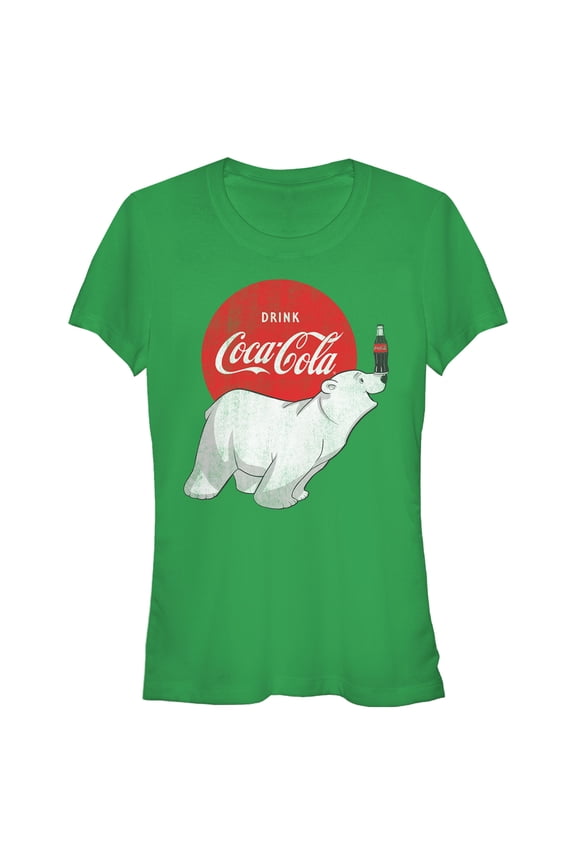 Junior's Coca Cola Polar Bear Graphic Tee Kelly Green Small