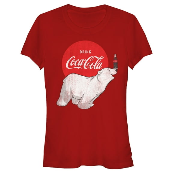 Junior's Coca Cola Polar Bear  Graphic Tee Red Small