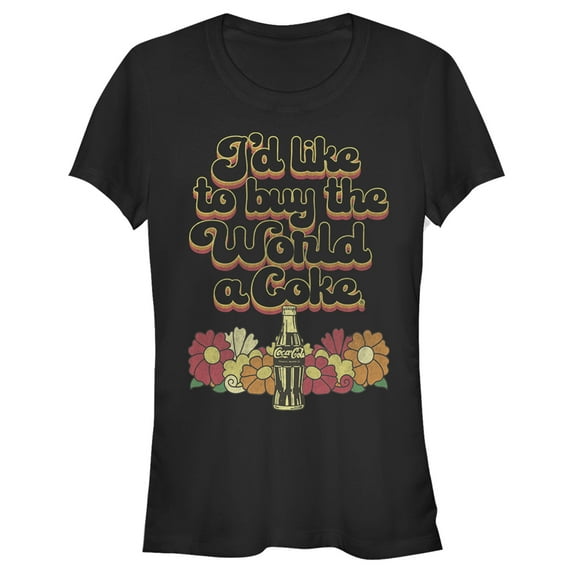 Junior's Coca Cola Unity I'd Like to Buy the World a Coke Retro Graphic Tee Black 2X Large