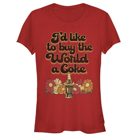 Junior's Coca Cola Unity I'd Like to Buy the World a Coke Retro Graphic Tee Red X Large