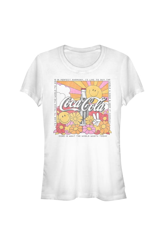 Junior's Coca Cola Unity Square Lyrics Logo Graphic Tee White X Large