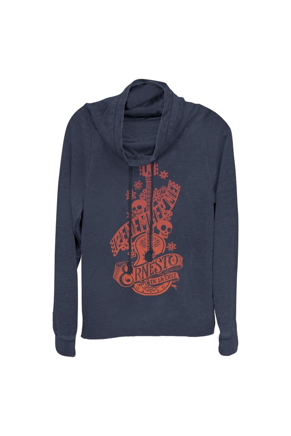 Junior's Coco Ernesto Remember Me Cowl Neck Sweatshirt Navy Blue Medium